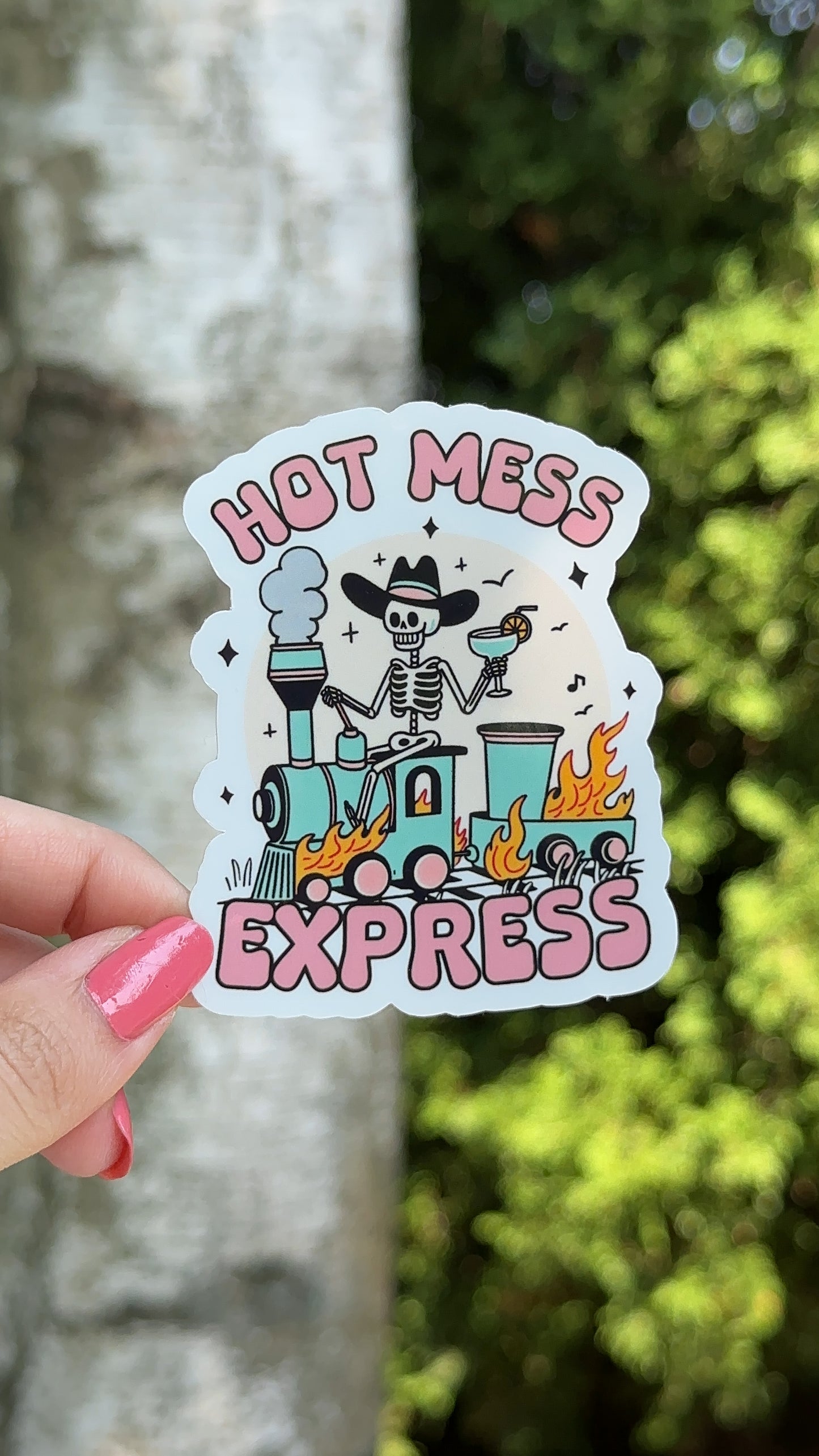 Hot Mess Express Sticker, Funny Gothic Humor Sticker, Spooky Humor