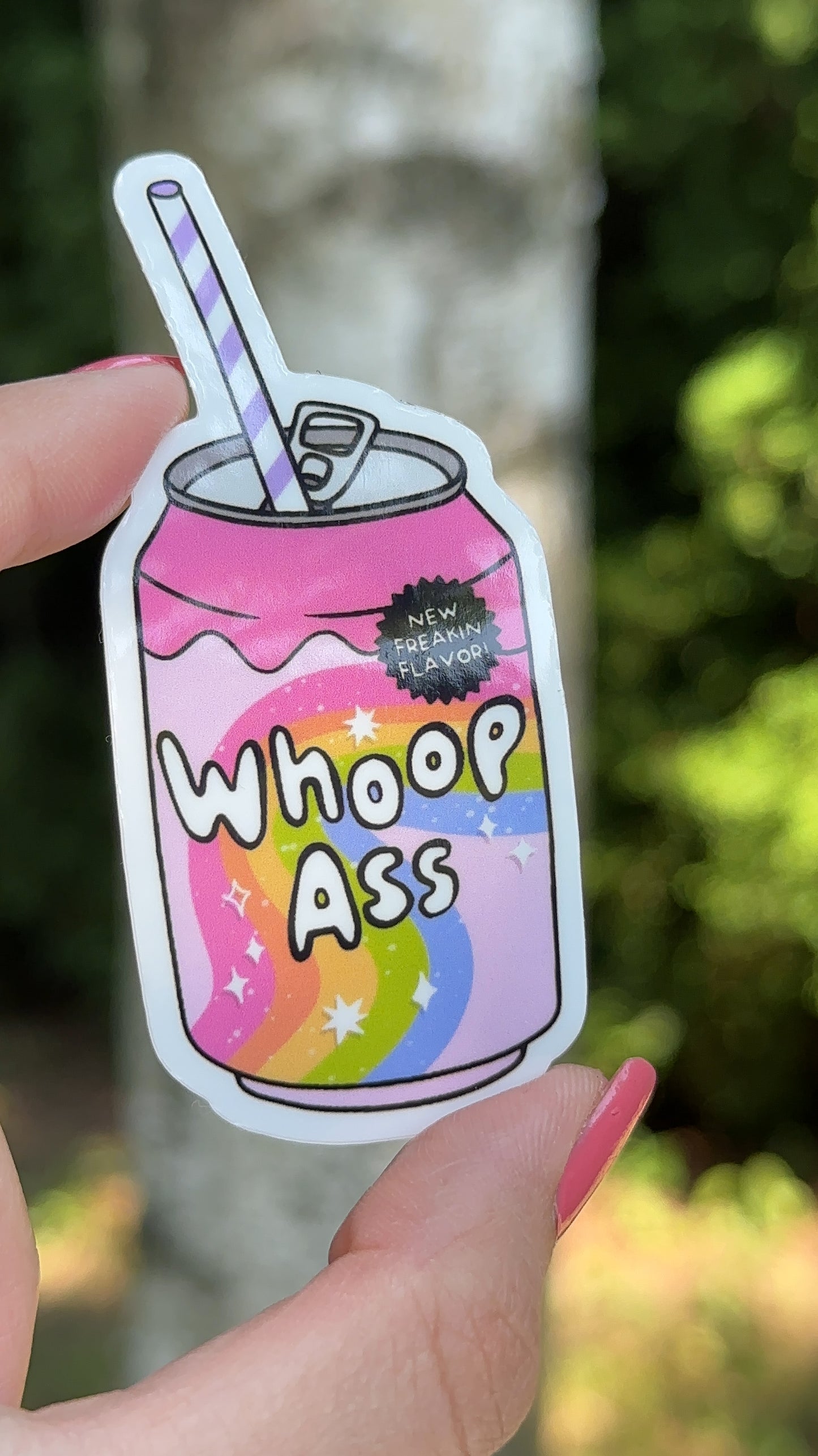 Whoop Ass Can Sticker, Funny Waterbottle Sticker