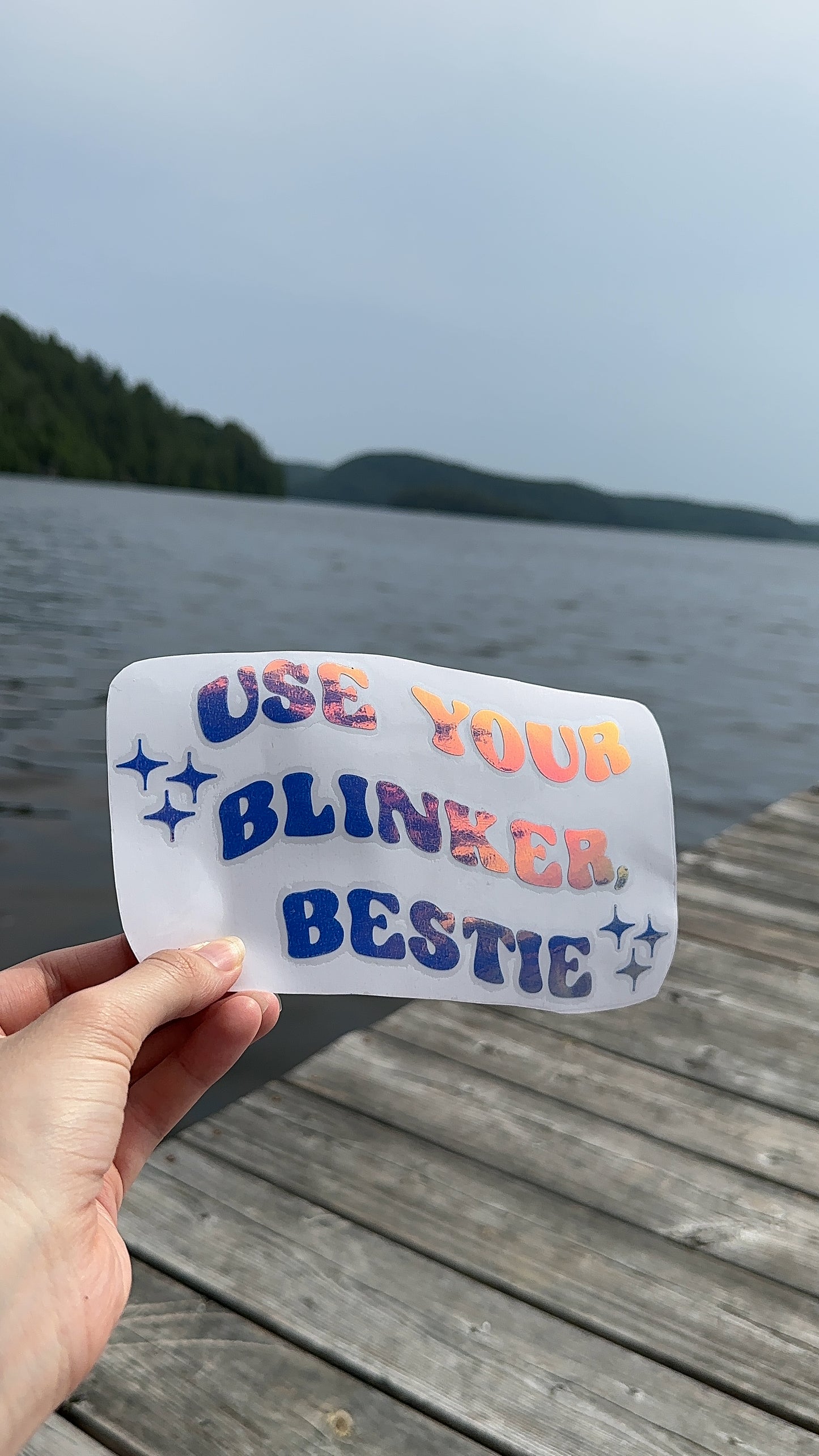 Use Your Blinker, Bestie Decal, Holographic Car Decal, Vinyl Window Sticker, Groovy