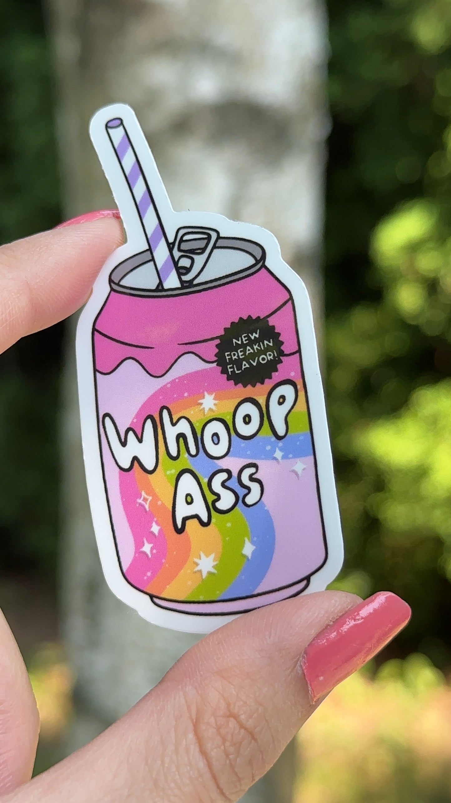 Whoop Ass Can Sticker, Funny Waterbottle Sticker