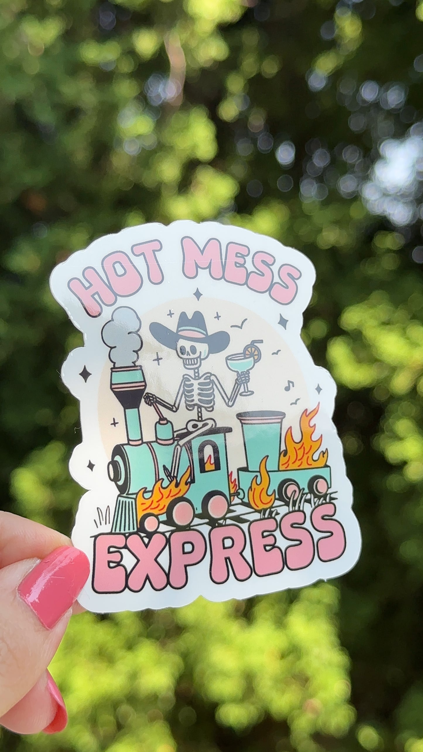 Hot Mess Express Sticker, Funny Gothic Humor Sticker, Spooky Humor