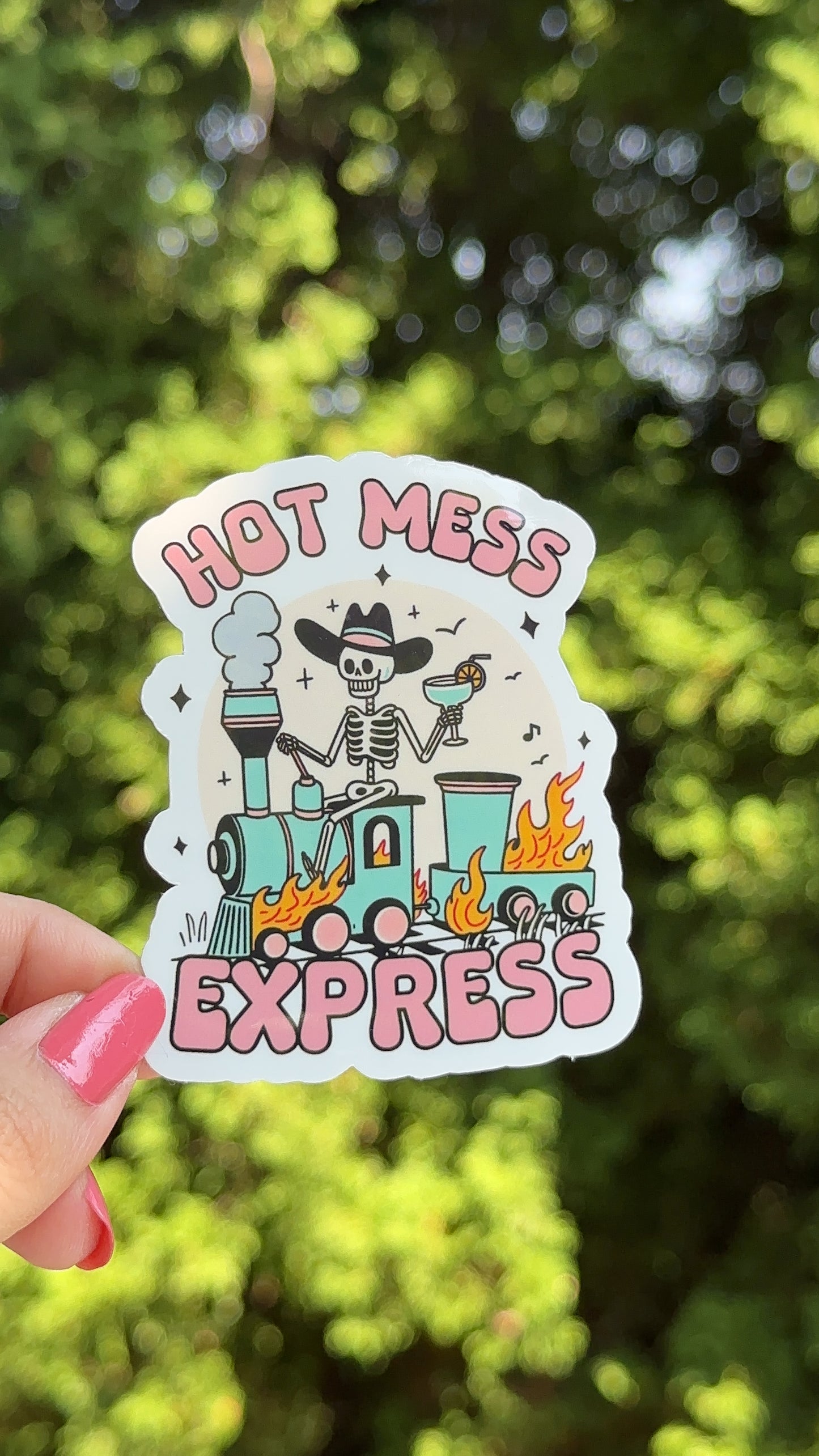 Hot Mess Express Sticker, Funny Gothic Humor Sticker, Spooky Humor