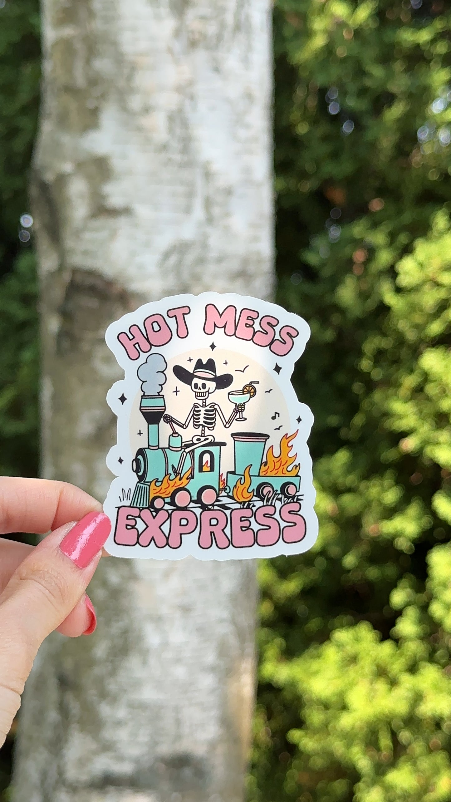 Hot Mess Express Sticker, Funny Gothic Humor Sticker, Spooky Humor