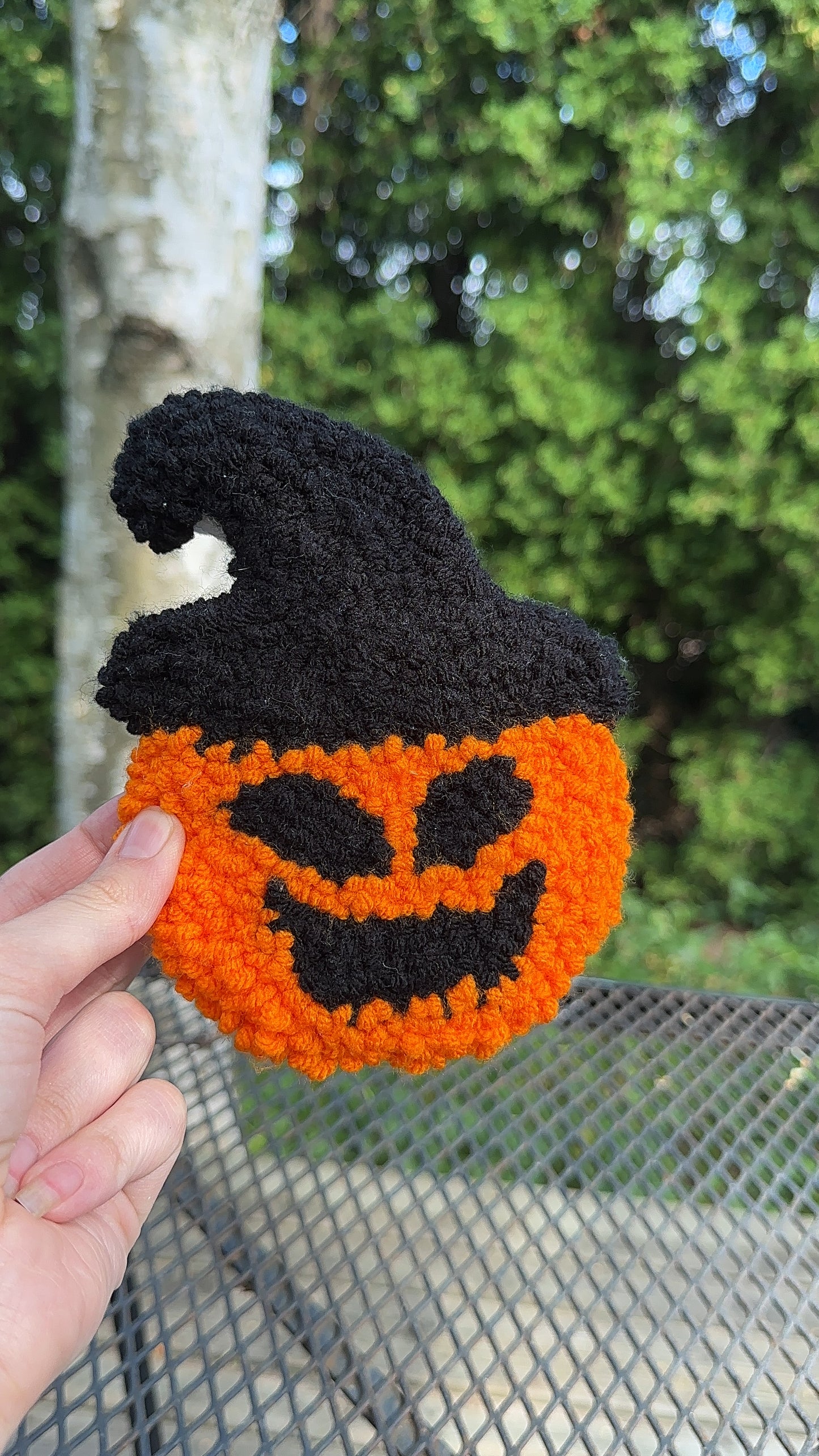 Halloween Punch Needle Mug Coaster, Handmade Mug Rug, Housewarming Gift, Pumpkin, Ghost, Candy Corn