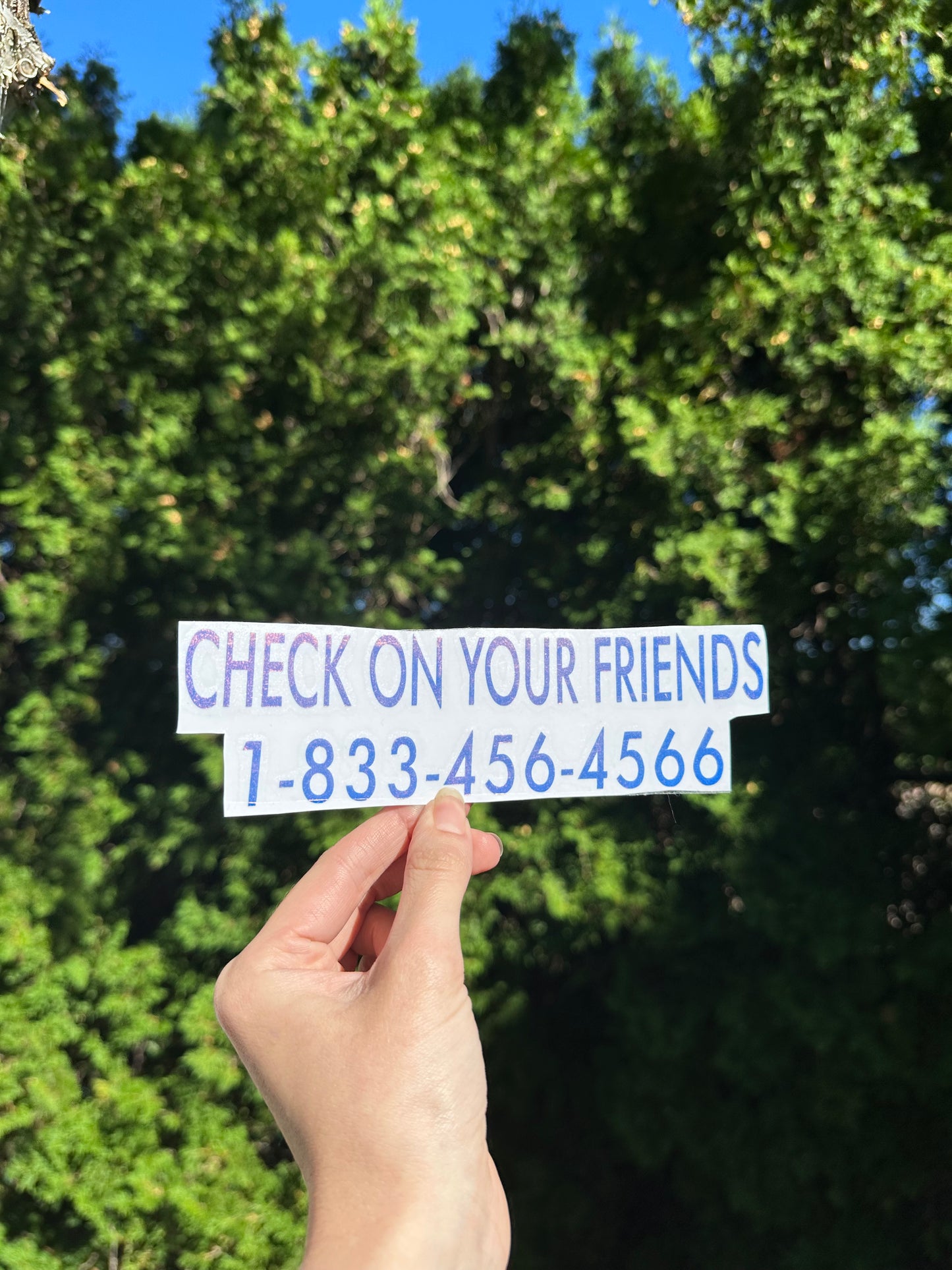 Check On Your Friends, Decal, Vinyl Window Sticker, Holographic Bumper Decal