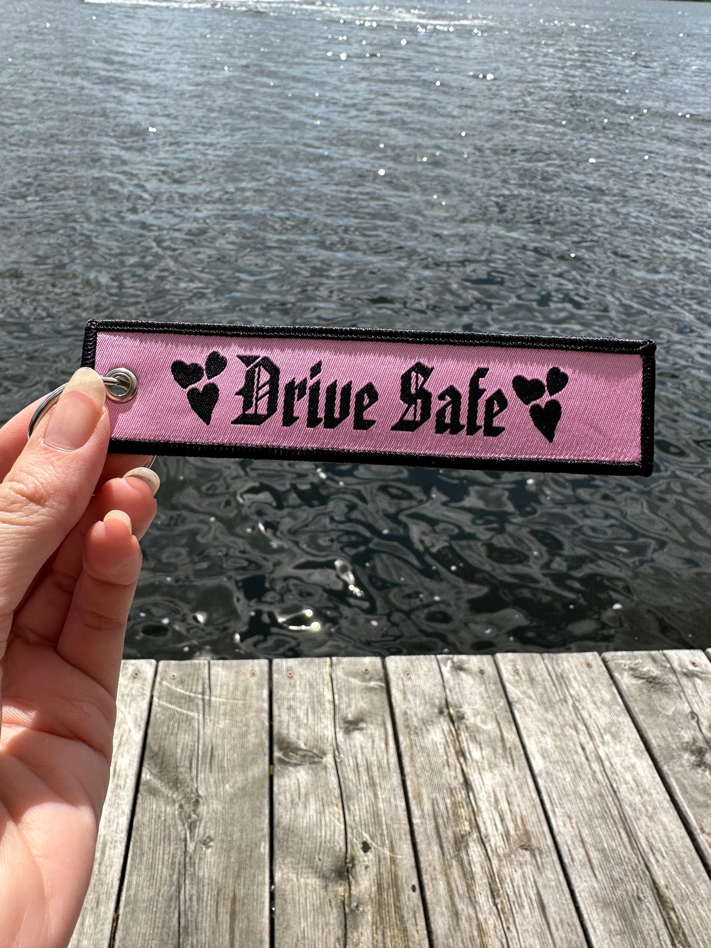 Drive Safe Embroidered Jet Tag, Double Sided Waterproof, Keychain