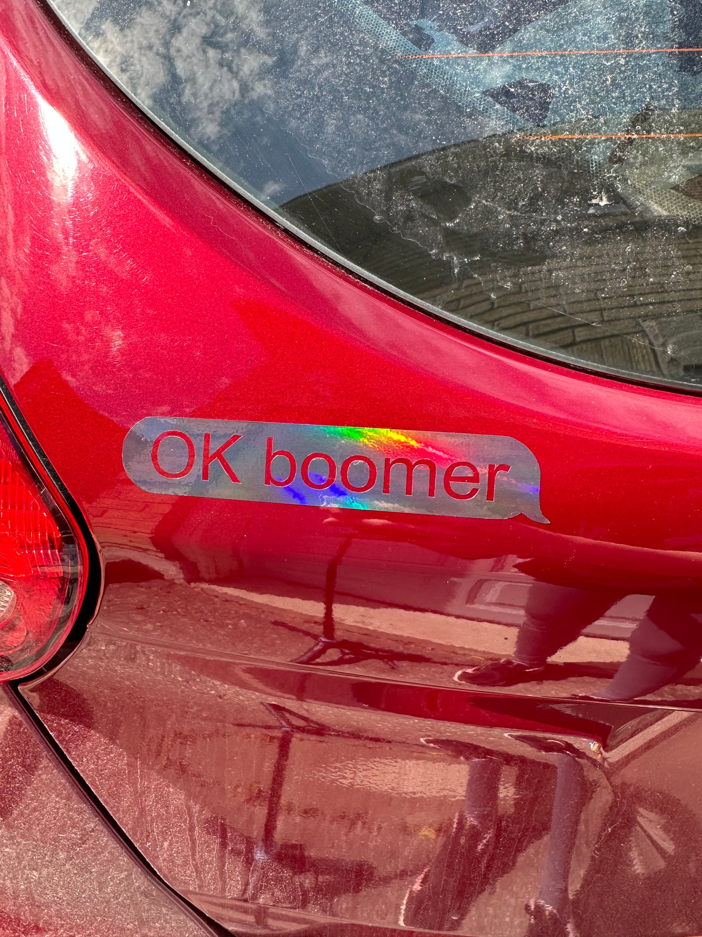 Okay Boomer Message Car Decal, Mirror Sticker, Unhinged Bumper Sticker