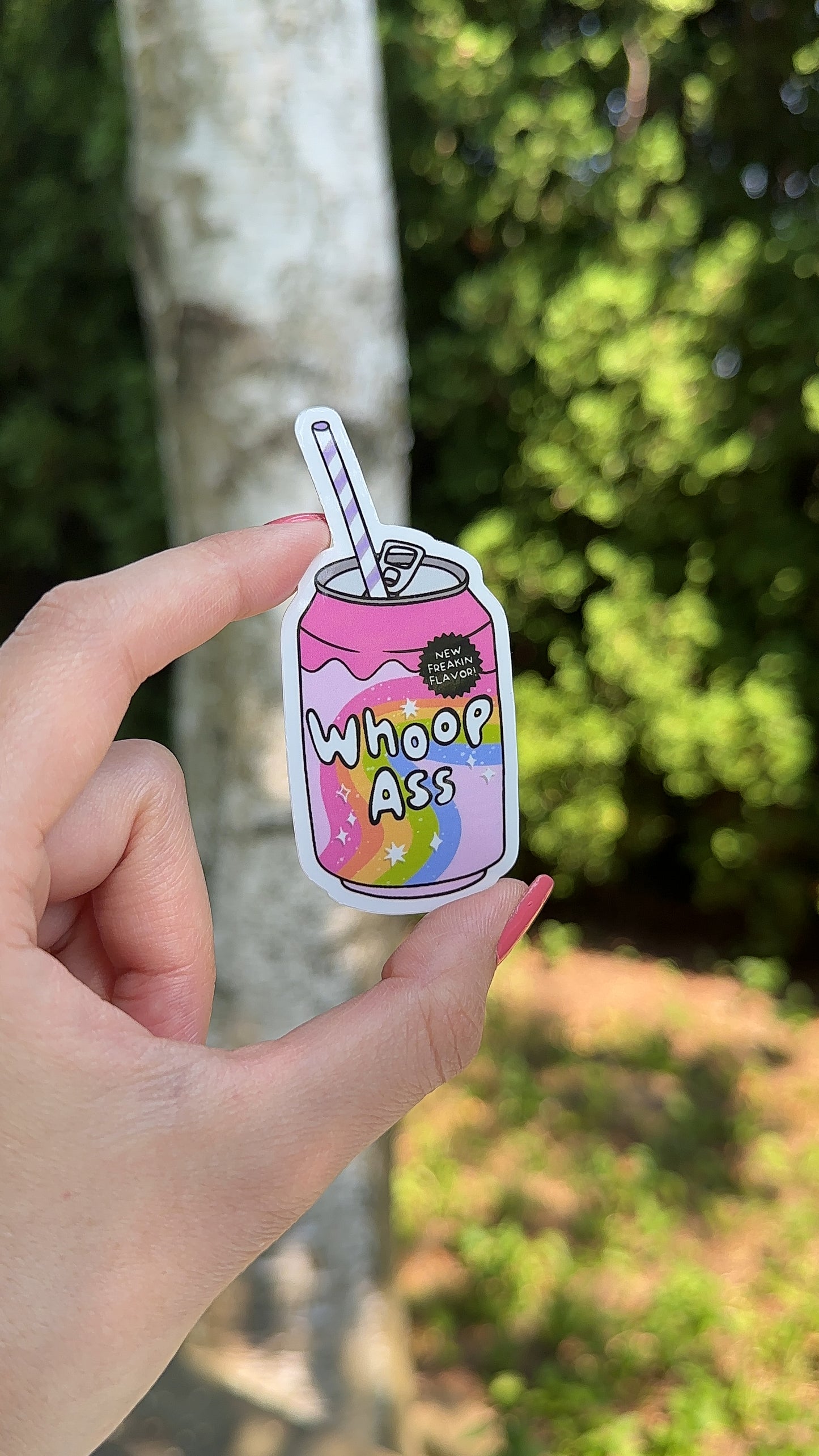 Whoop Ass Can Sticker, Funny Waterbottle Sticker