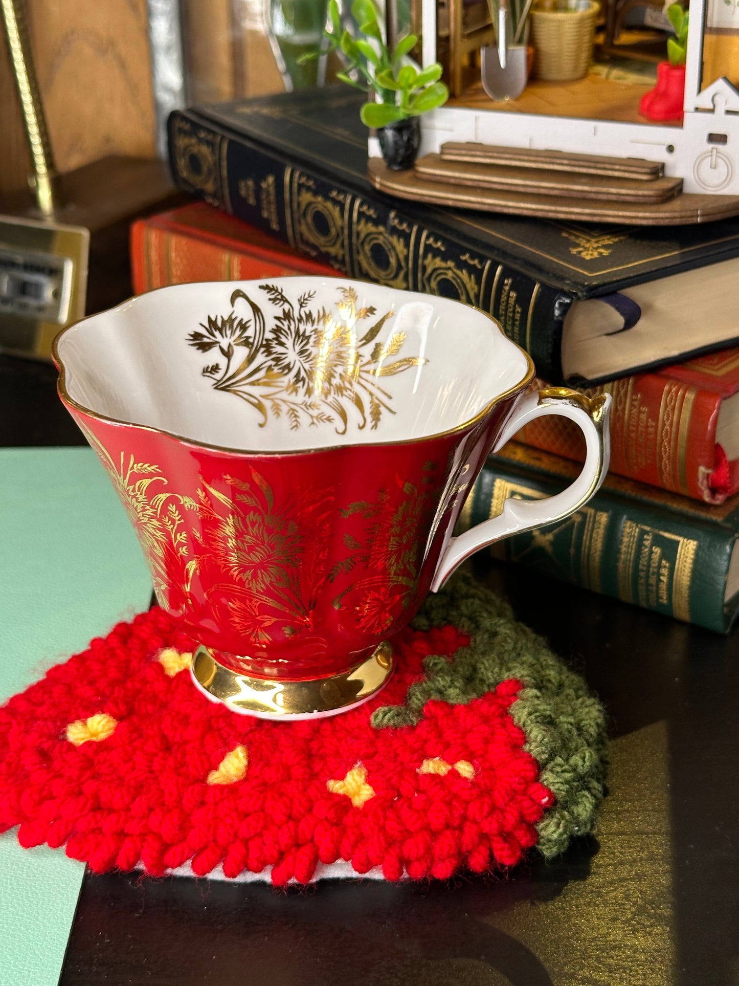 Strawberry Punch Needle Mug Rug Coaster