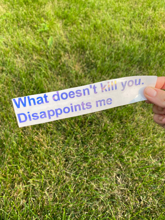 What Doesn't Kill You Disappoints Me, Holographic Car Decal, Vinyl Window Sticker