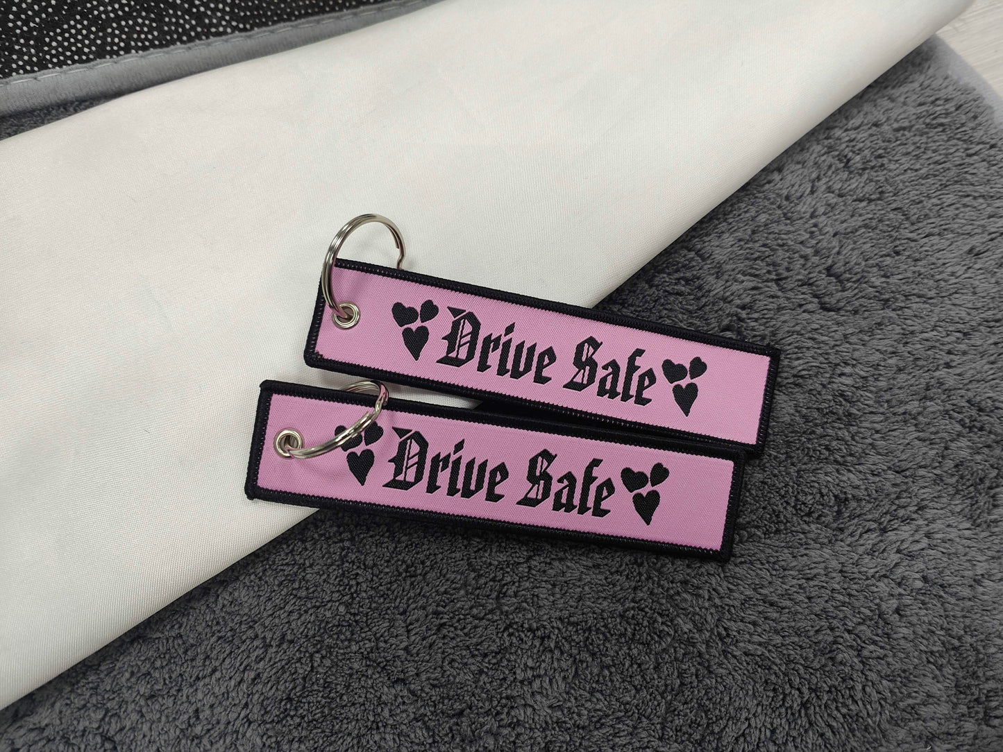 Drive Safe Embroidered Jet Tag, Double Sided Waterproof, Keychain